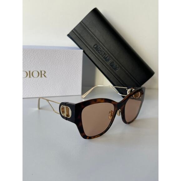NEW Dior 30Montaigne B2U Brown Gold Cat Eye Sunglasses - Picture 7 of 9